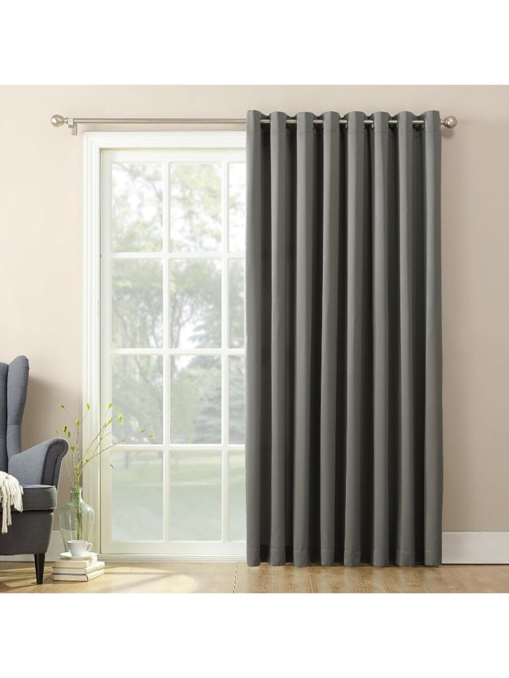 Sun Zero Black Out Curtains 100in x 84in Grommet Sliding Patio Door Curtain Pane